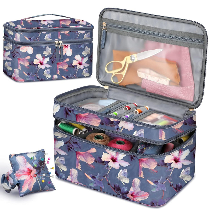 Sewing Accessories Storage And Organizer Case, Double-Layer Sewing Kits Carryi