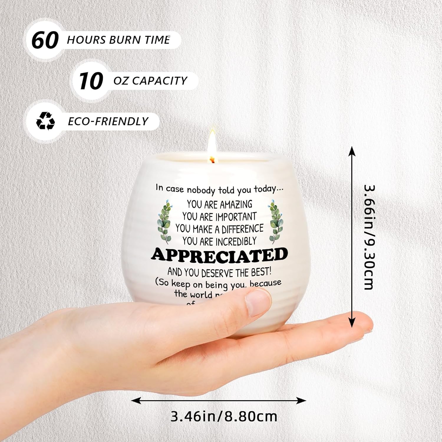 Inspirational Gift Ideas Thank You Gifts For Women Men Friends Coworker Boss Employee Appreciation Gifts Thank You Candle 10Oz Soy Wax Lavendar Scented Candle In Ceramic Jar