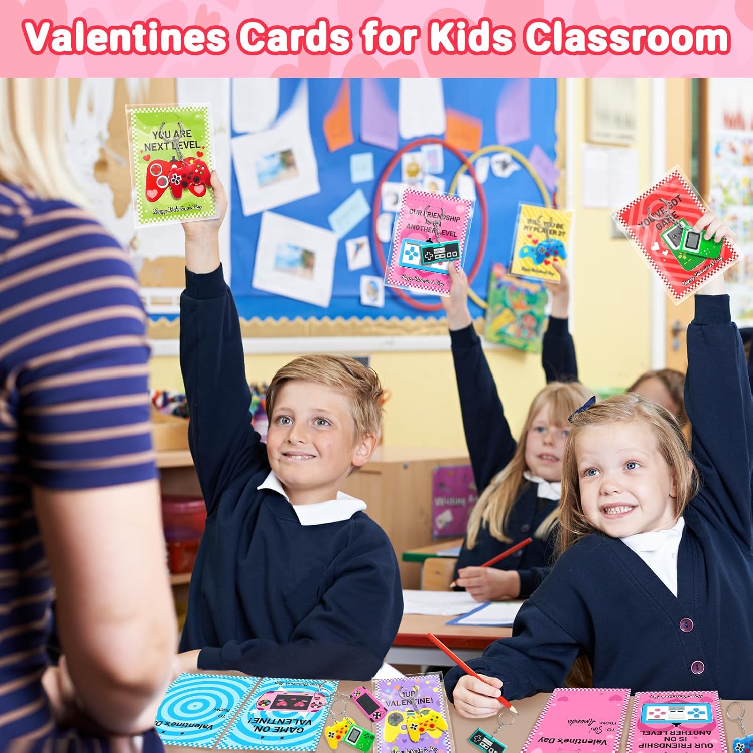 Valentines Day Cards For Kids: 30 Pack Keychain Kids Valentines Cards - Valentines Day Gifts For Boys Girls Classroom School Exchange Prize Party Favors Valentines Treats Goodie Bag Stuffers