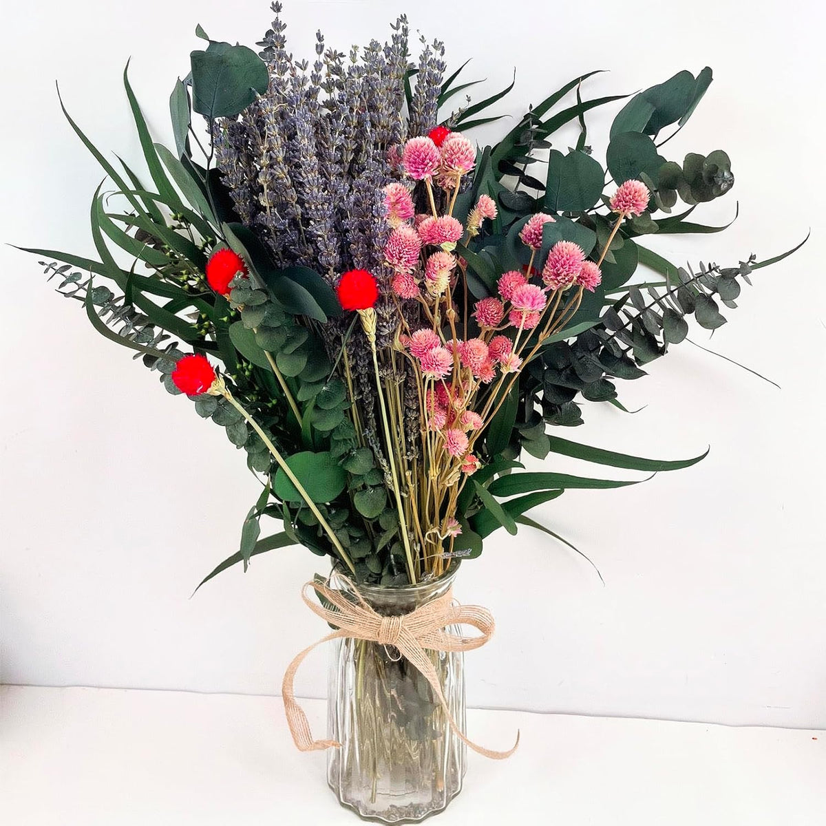 128 Pcs Mix Dried Eucalyptus & Lavender Flowers Bundles For Shower, 17'' Natural Real Hanging Silver Dollar Eucalyptus Leaves Stems, Fragrance Fresh Plants Home Bathroom Decor