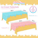 Ice Cream Party Supplies: 2-Pack Ice Cream Birthday Party Decorations,Disposable Plastic Tablecloth, Ideal Table Cover For Kids & Girls Birthday, Baby Shower & Themed Parties, 54 X 108 Inch