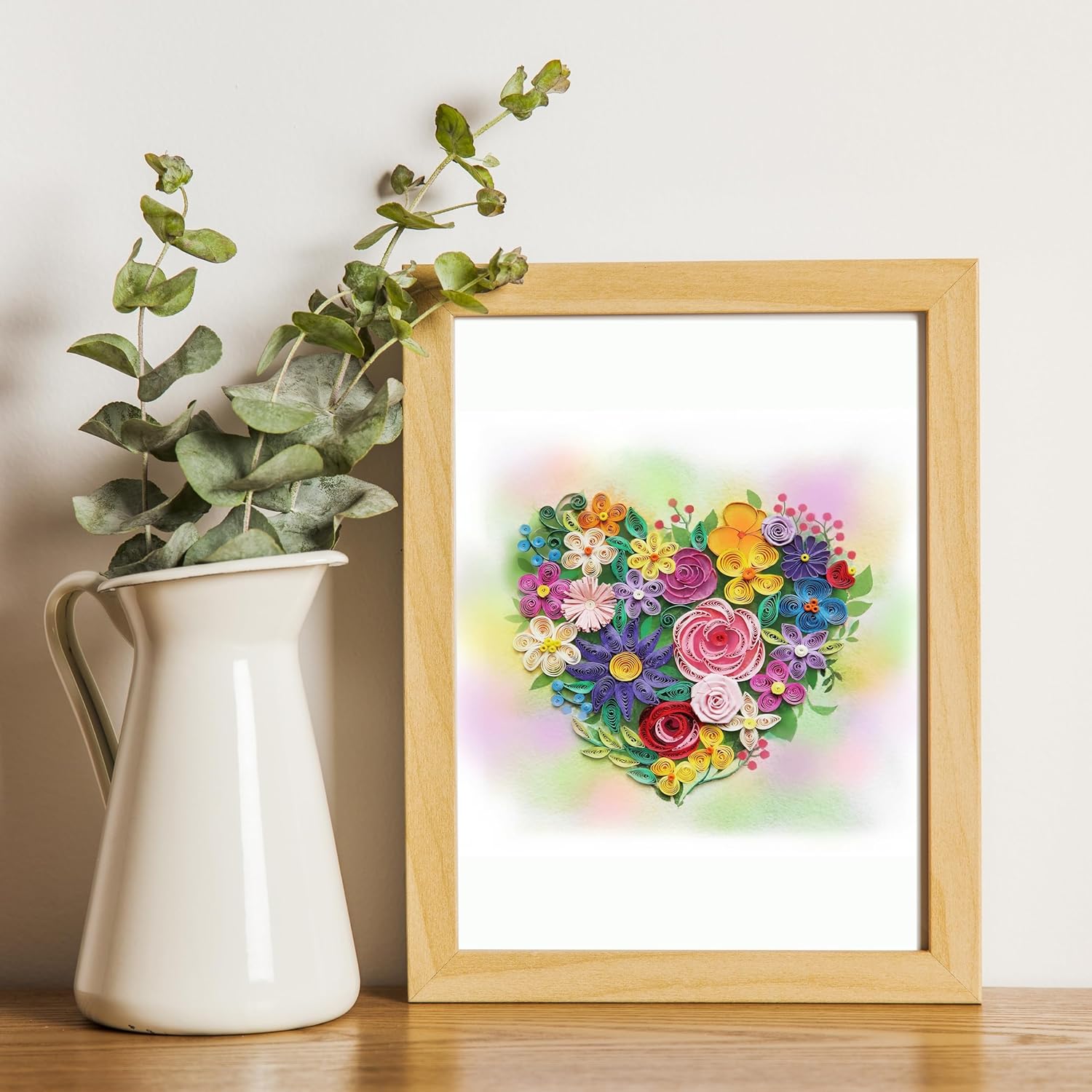 Love Anniversary Greeting Card, Handmade 3D Quilling Card For Love Friend Mom Birthday, Wedding, Engagement, Mothers Day, Heart Shaped, Luxury Paper Card With Envelope (Heart Flower)