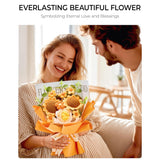 Crochet Flower Bouquet Valentine'S Day Gift For Wife Mother Girlfriend Women, Handmade Artificial Flowers Knitted Sunflower For Thanksgiving,Birthday Anniversary Present Home Decor Family