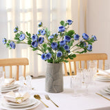 3Pcs Blue Ranunculus Artificial Flower 28" Fake Silk Flowers With Stem Faux Flowers Bouquet For Vase Table Centerpieces Arrangements Home Decor Wedding Decorations (Blue)