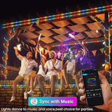 33FT RGB Color Changing Rope Lights 100 LED Smart Waterproof String Lights with Remote App and Music Sync