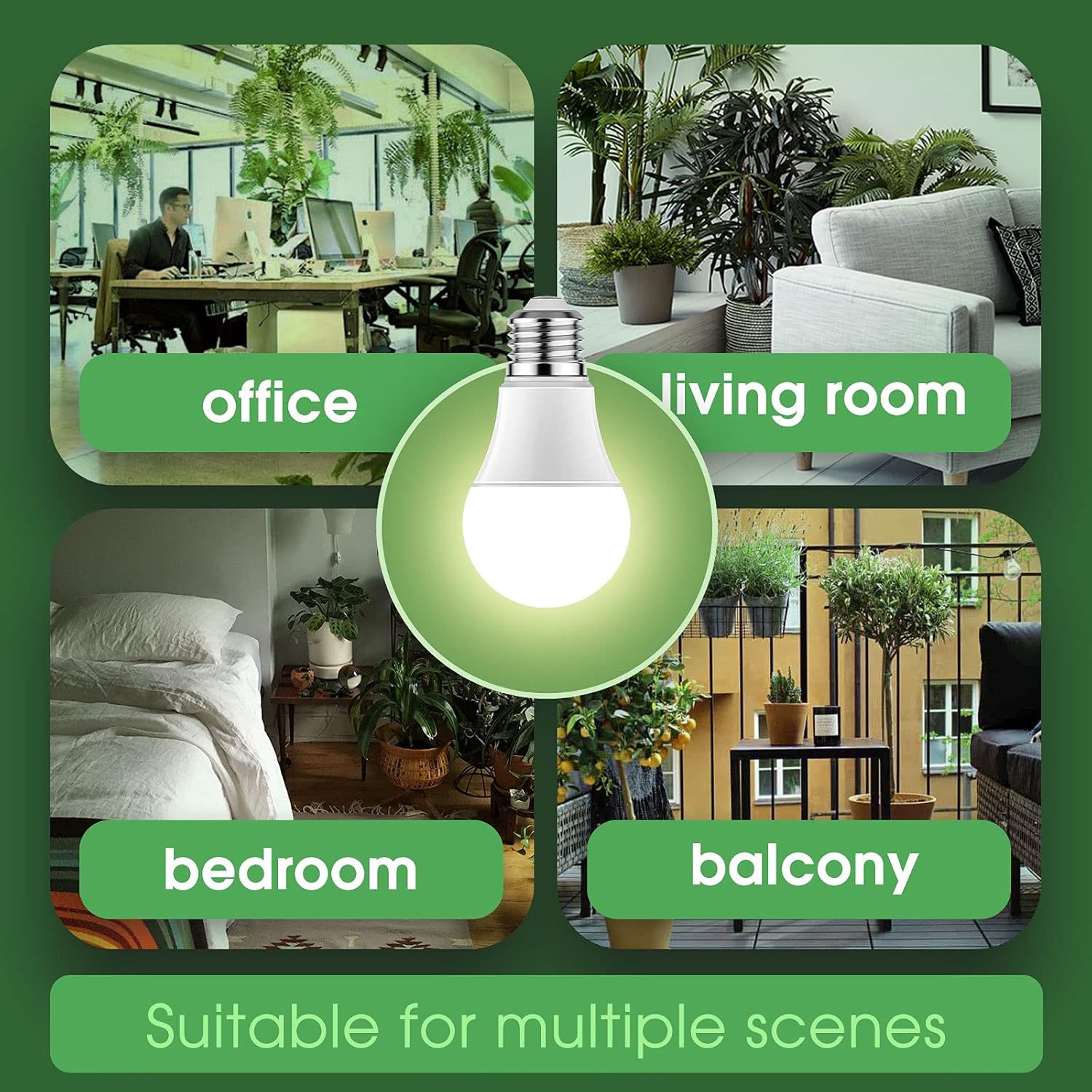 2 Pack Full Spectrum LED Grow Light Bulbs A19 E26 Base 11W 100W Equivalent for Indoor Plants
