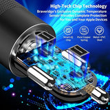 75W USB C PD QC Car Charger with 6FT Coiled Cable Fast Charging Adapter
