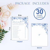 Who Knows The Couple Best Bridal Shower Game - Blue Floral - 30 Pcs Double-Sided Fill-In Wedding Game Cards For Newlyweds, Engagement Party Activities & Decorations -A05