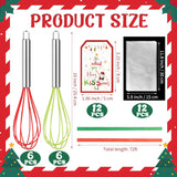12 Pcs Christmas Whisk Baking Supplies Gifts Set-10'' Red Green Christmas Whisks With Gift Card Ribbon And Bag Holiday Kitchen Baking Supplies Stocking Stuffers Christmas Gifts For Neighbor Family