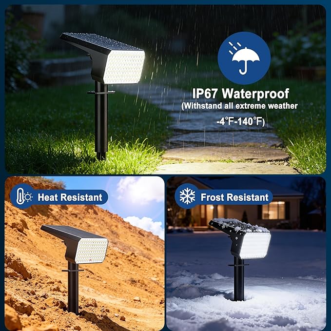 12 Pack 90 LED Solar Spot Lights IP67 Waterproof Cool White Landscape Flood Lights