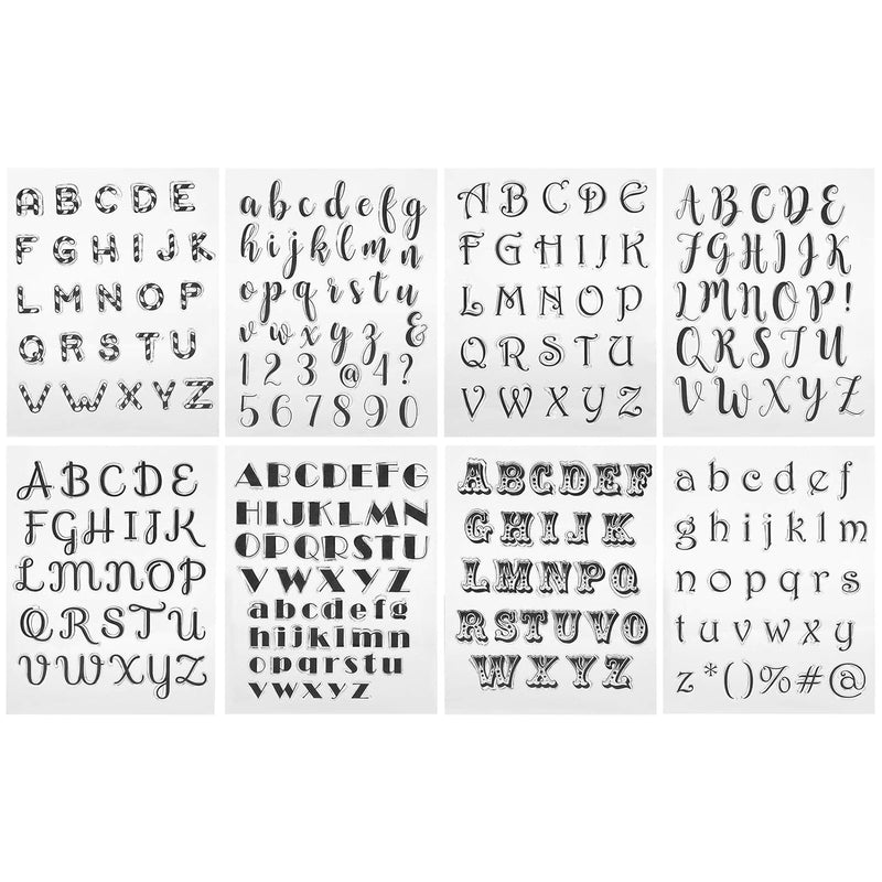 8Pcs Clear Stamp, Letter Transparent Stamp Tpr Decoration Stamp For Diy Drawin