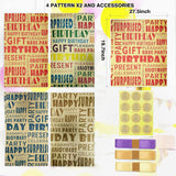 Brown Kraft Birthday Wrapping Paper And Ribbon Bow Set With Stickers For Boys, Girls, Men, Women And Kids - Recycled Gift Wrap (6 Sheets, 27.5"L X 19.6"W Per Sheet)