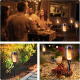 6 Pack Solar Torch Flame Lights Waterproof Flickering Flame Patio Garden Yard Decor