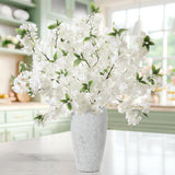 6 Pcs 40" Artificial Cherry Blossom Branches Spring Cream White Faux Tall Cherry Flower Stem Arrangement Realistic Plastic Flower Pick For Scandinavian Diy Home Office Wedding Vase Party Decor