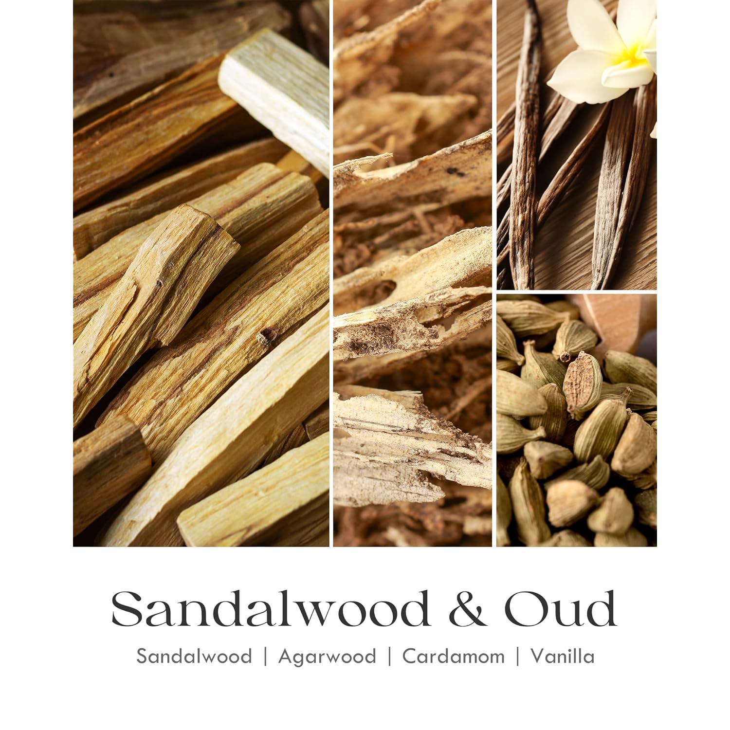 Sandalwood Oud Candle - Sandalwood Candle, Scented Candles, Soy Candles For Home Scented, 9Oz