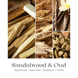 Sandalwood Oud Candle - Sandalwood Candle, Scented Candles, Soy Candles For Home Scented, 9Oz