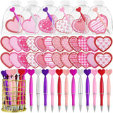 108 Valentine Heart Ballpoint Pen Bulk With Heart Sticky Notes Organza Gift Bag Red Pink Love Retractable Pens For School Classroom Prize Exchange Gift Stationery Office Supplies