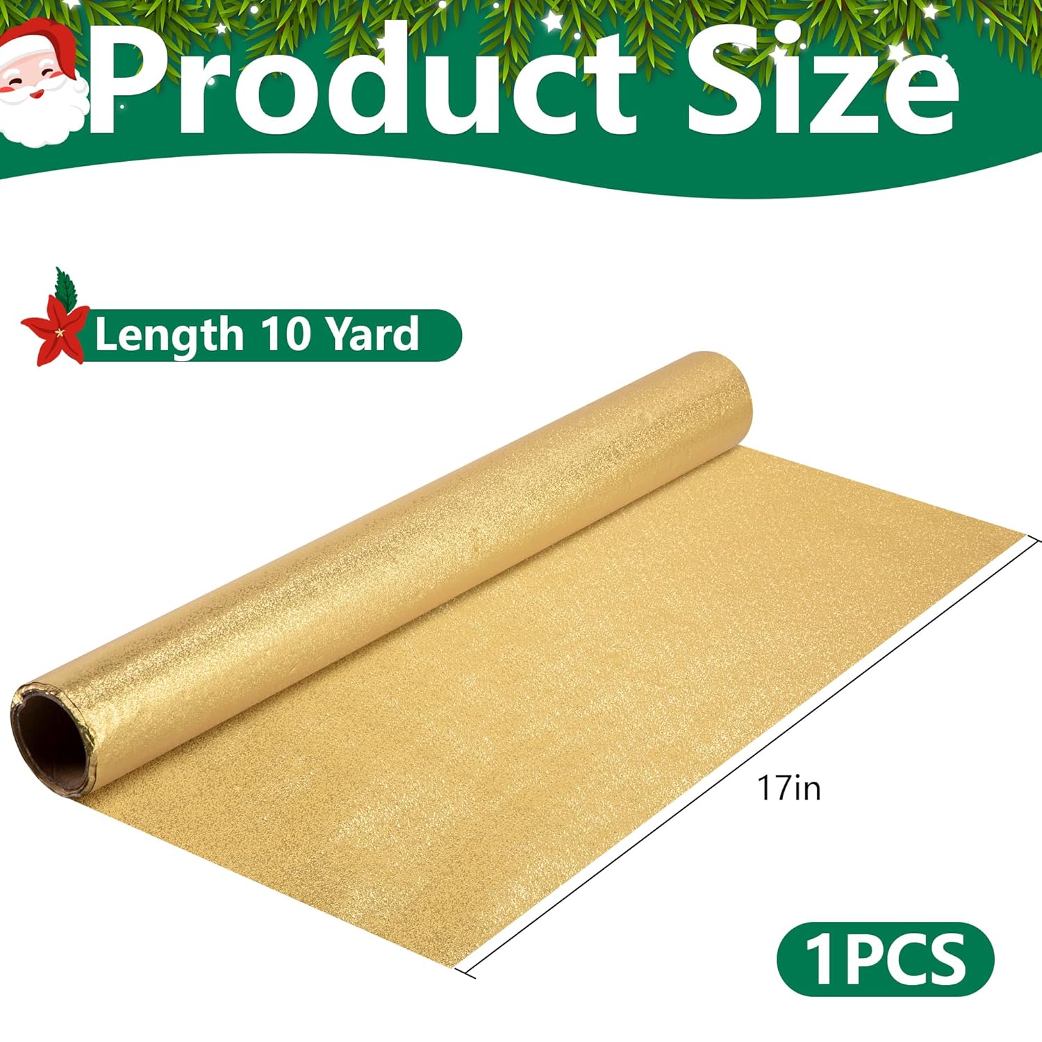 10 Yard Christmas Plant Pot Floral Foil, Matte Texture Floral Foil Plant Pot Covers, Golden Florals Foils Wrapping Paper For Home Garden Pots Vases Diy Decoration