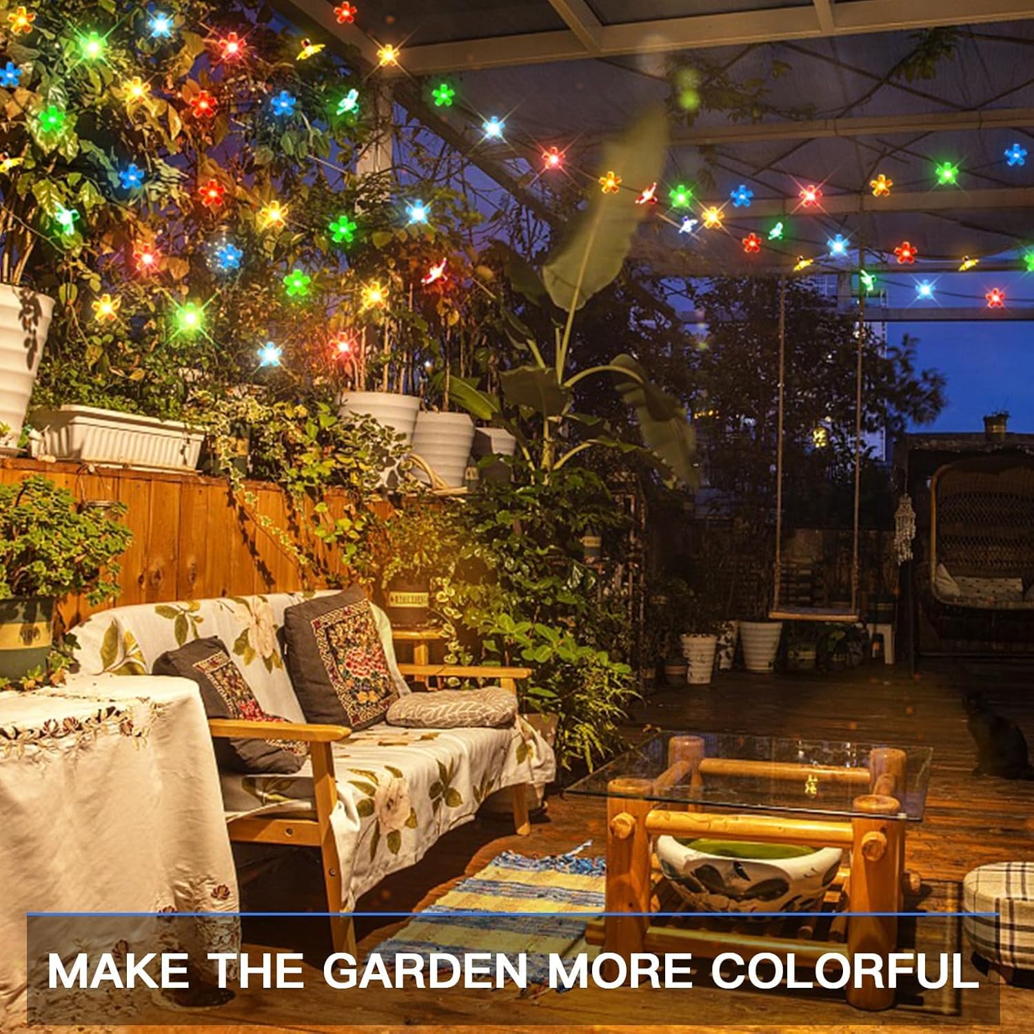 Solar String Lights For Outside, 2 Pack 100 Led Flower Solar Powered Lights String, Solar Lights For Christmas Tree, Patio, Garden, Fence, Bush Decorations.
