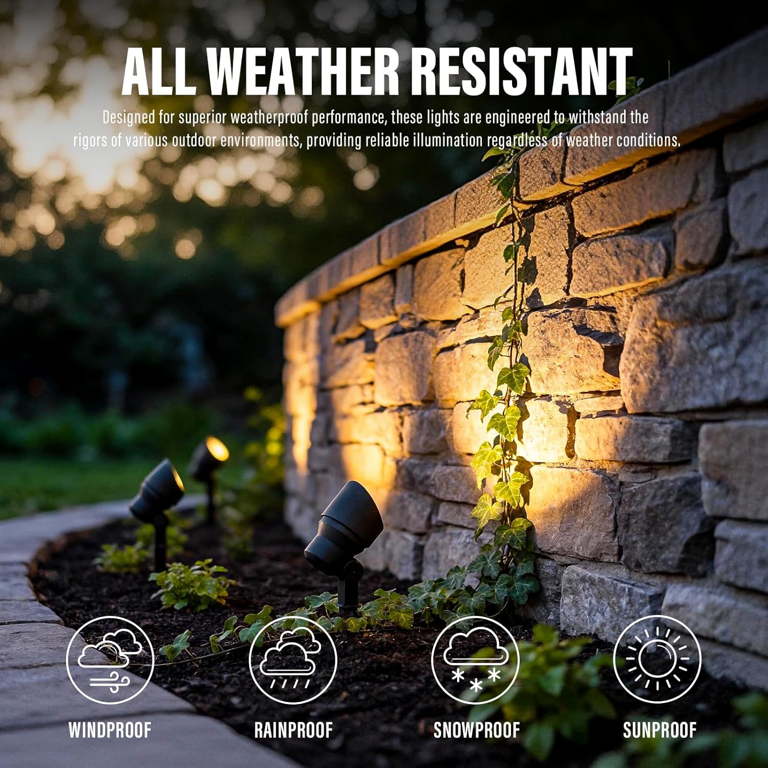 Landscape Lighting Low Voltage Landscape Spotlight Kits 20W Halogen Outdoor 145 Lumen Black Waterproof Flood Lights 12V 2800K Warm White Metal Tree Lights For Garden & Yard 6Pack