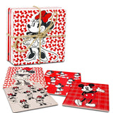 Mickey and Minnie Coaster Set - Disney Home Decor Bundle with 4 Mickey and Minnie Coasters Plus Mickey Stickers | Disney Coasters for Coffee Table