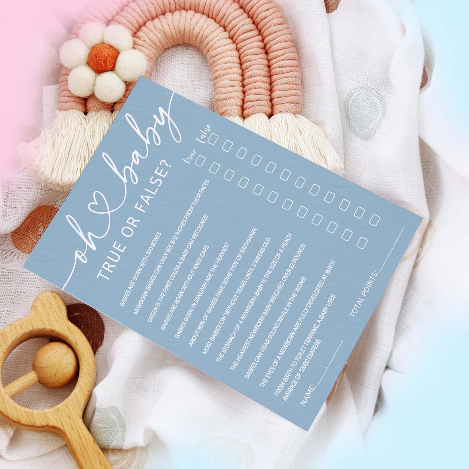 Baby Shower Games For Girl Or Boy, 5"" X 7"" Baby Shower Game Cards Ideas, Blue Minimalism Gender Reveal Party Decorations Supplies - A08, Medium