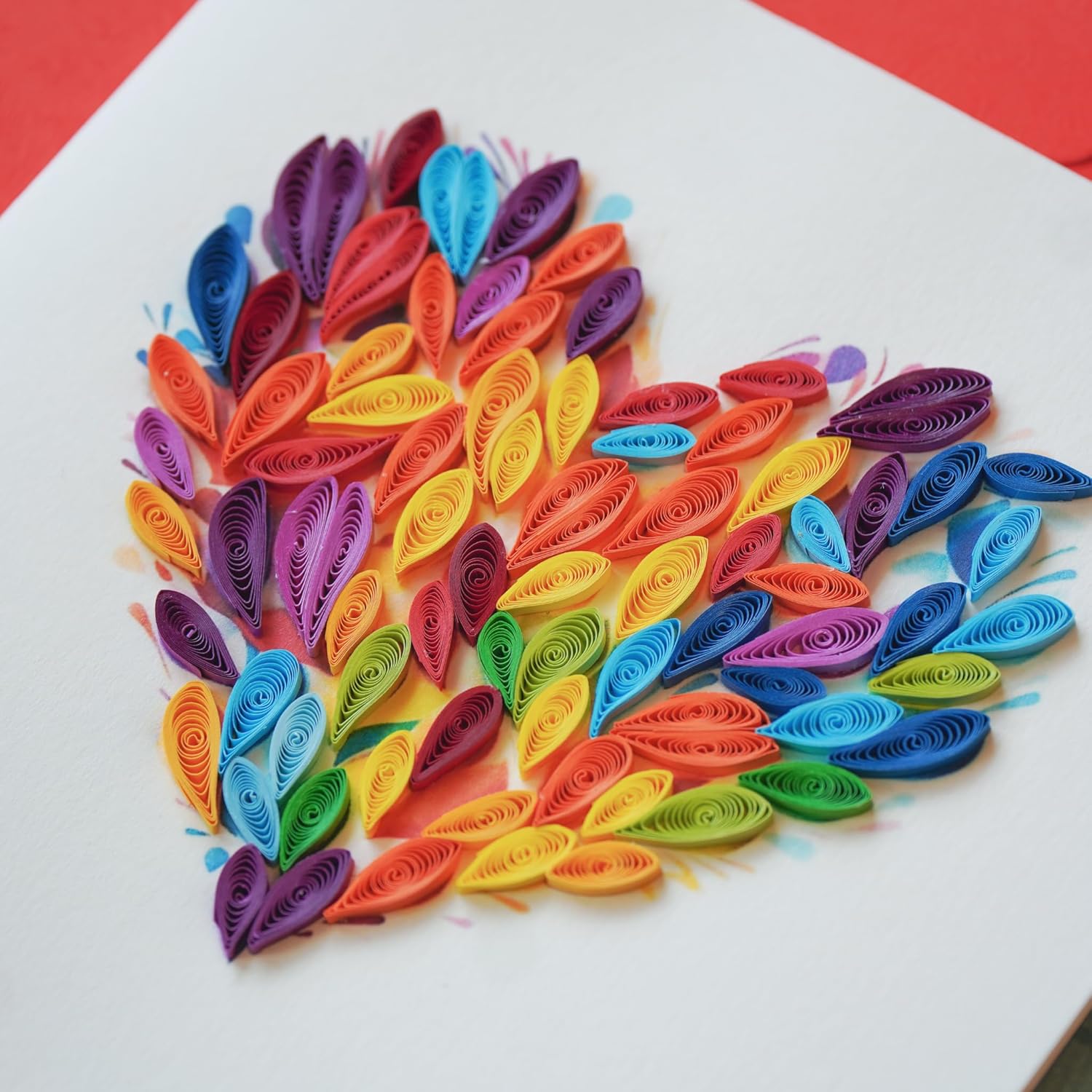 Unique Quilling Card – Rainbow Heart Shaped Flower Design | Handmade Greeting Card For Birthday, Anniversary, Christmas, Mother’S Day, Thank You, Friends & Loved Ones
