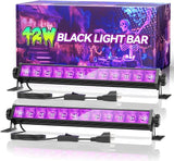 2 Pack 42W LED Black Light Bar with 6FT Cord Switch Plug for Glow Party Halloween Decor UV Light