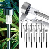 16 Pack Stainless Steel Solar Garden Lights Waterproof Cold White Landscape Pathway Lights