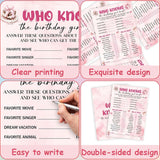 Who Knows The Birthday Girl Best, 25 Pcs Pink Bow Birthday Party Game Cards For Girls, Slumber Sleepover Party Games Decorations Supplies - A03
