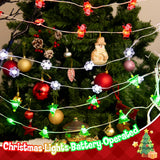 Christmas String Lights, Christmas Tree Santa Claus Snowflake Lights With Timer Twinkling Indoor Battery Operated 9.8Ft