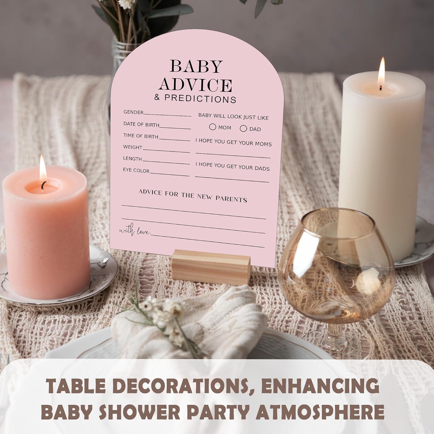 Baby Predictions And Advice Cards - 30Pcs Gender Reveal Games For Guests, 5 X 7 In Baby Shower Activities For Guests, Gender Neutral Decor Table Decorations For New Parents-Pink