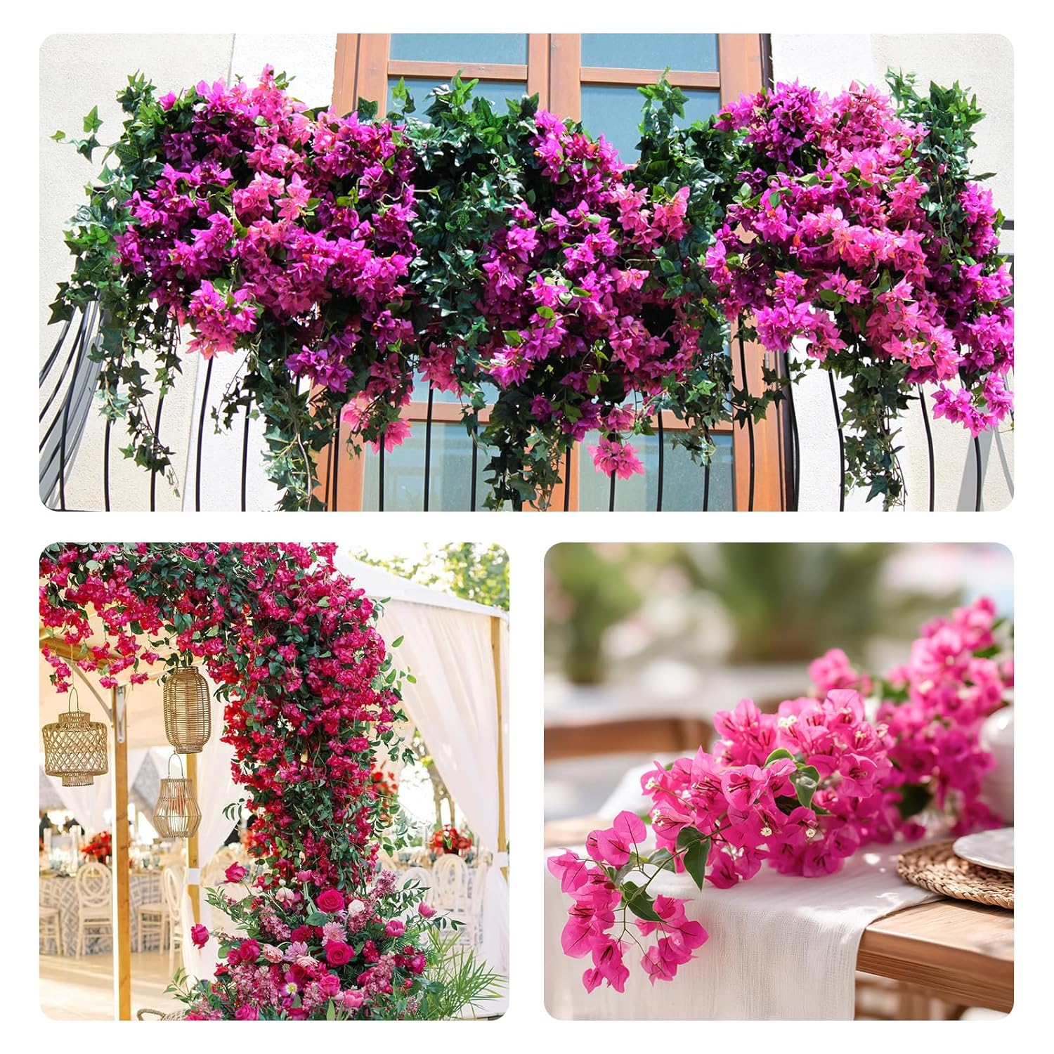 10 Pcs Artificial Bougainvillea Flowers – 30" Faux Bougainvillea Branches With Silk Petals, Realistic Single Stem Bougainvillea For Home Wedding Table Party & Diy Floral Decor (Purple)