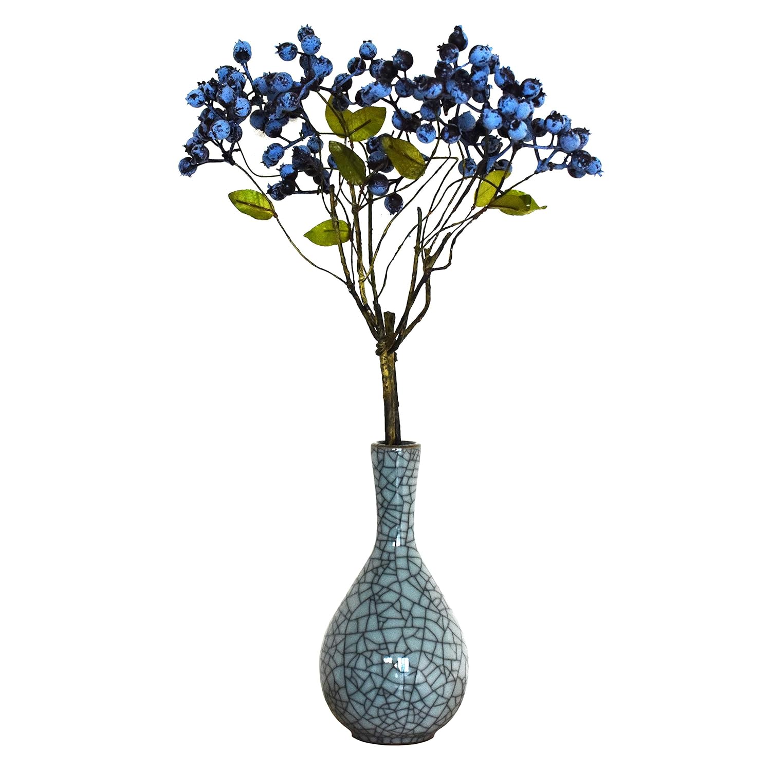18 Inch Artificial Blueberry Fruits Branches Fake Berries Blue Decorative For Wedding Diy Garland And Holiday Ornaments Pack Of 3 Blue