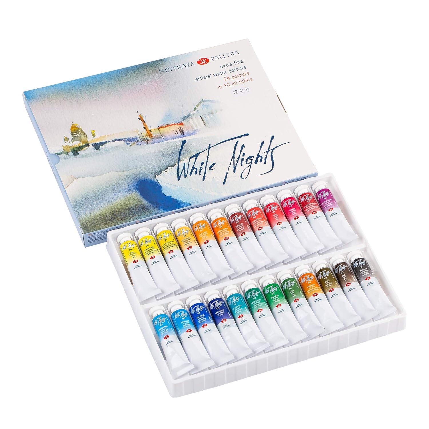 Professional Watercolor Set 24 Extra Fine Artist Grade 10Ml Tubes, Vibrant & Lightfast Colors, Premium Art Supplies For Artists & Hobbyists By Nevskaya Palitra