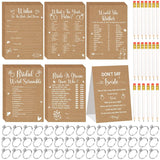 331 Pcs Bridal Shower Games Supplies, 5 Sets 250 Pcs Wedding Cards 1 Put A Ring On It Bridal Shower Games With 60 Rings And 20 Pencils(Rustic Kraft)