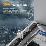 12 Outlet Surge Protector Power Strip 6FT Cord 2100J Wide Spaced Outlets Heavy Duty Black