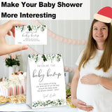Baby In Bloom How Big Is Mommys Belly Game, Measure The Baby Bump Baby Shower Game, Greenery Baby Shower Party Decorations & Supplies, 1 Sign & 50 Guess Cards-A12