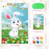 Pin The Tail On The Bunny Game With 36 Pcs Tails, Large Easter Bunny Party Games Poster For Kids Easter Party Supplies, Carnival Birthday Party Decoration