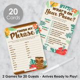 Big Dot of Happiness Tropical Luau - 2-in-1 Hawaiian Beach Party Cards - Activity Duo Games - Set of 20