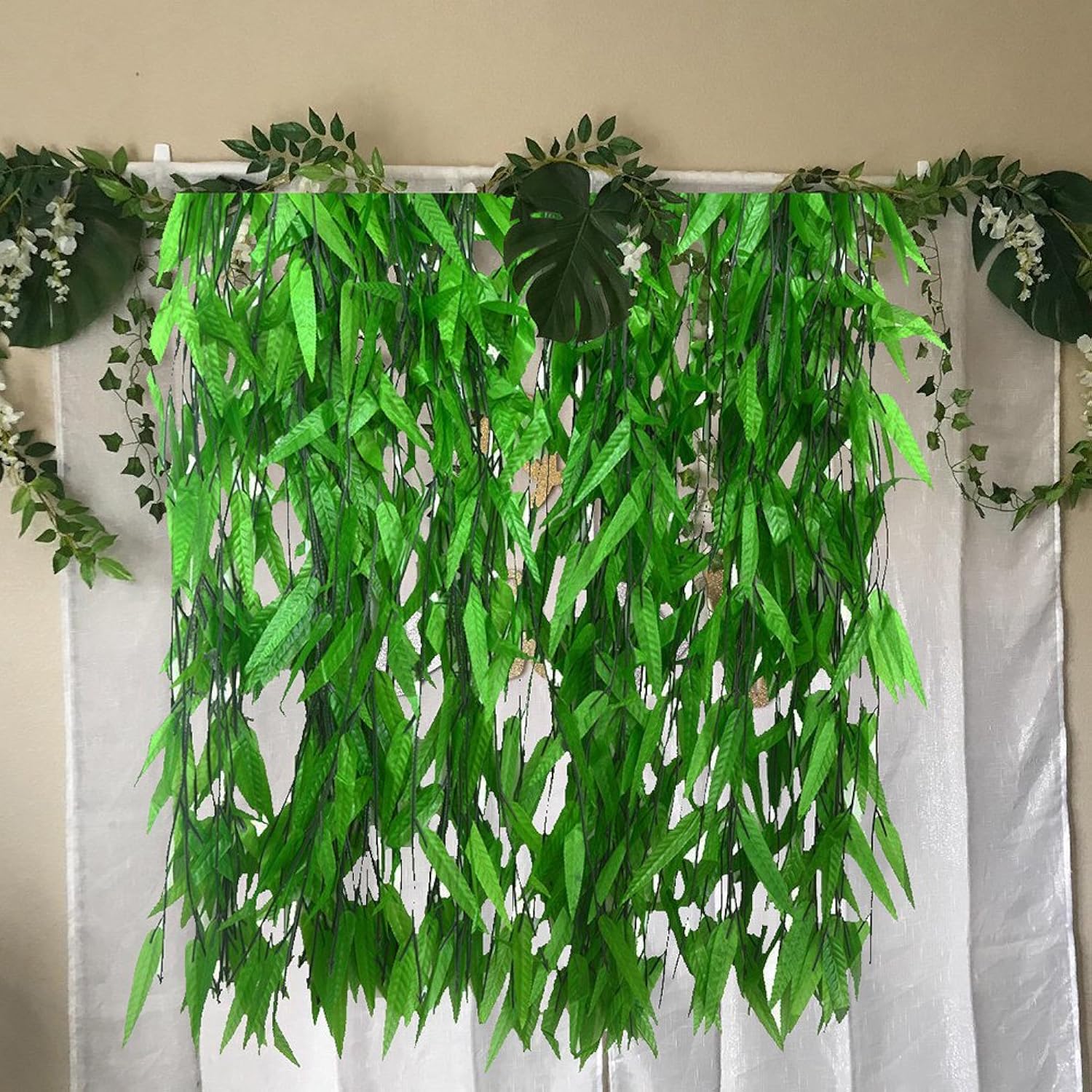 50 Pcs 376 Feet Artificial Flower Greenery Wicker Rattan Vine Fake Foliage Leaf Flowers Plants Garland Garden Decoration