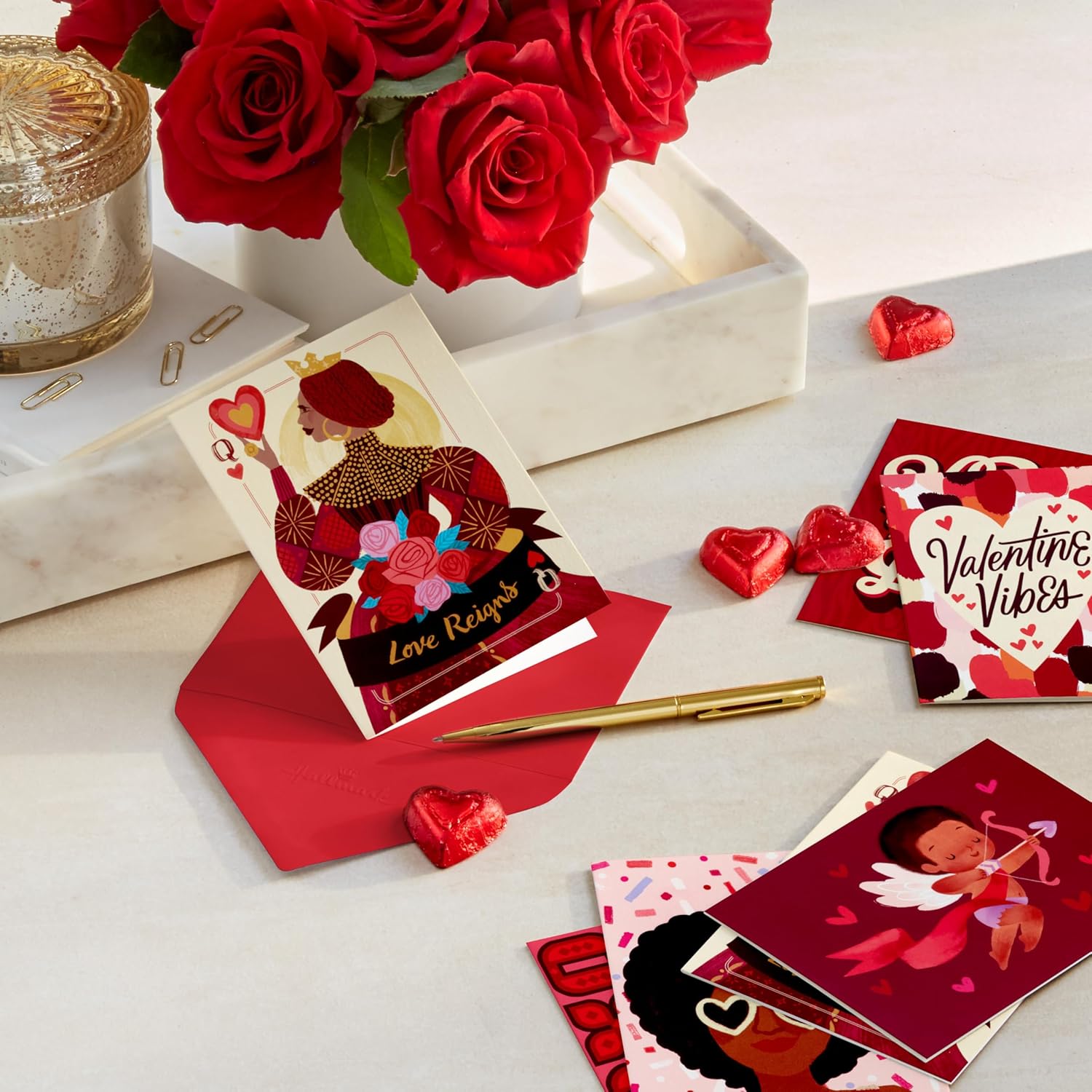 Hallmark Mahogany Valentines Day Card Assortment (36 Cards with Envelopes) Cupid, Valentine Vibes