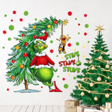Merry Christmas Wall Decals Stickers, Xmas Tree Max Dog 2026 New Year Bedroom Decor Home Kitchen Decorations, Winter Holiday Red Green Polka Dots Farmhouse Living Room Art Kids Boys Girls Gift