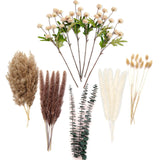 Simulation Flower Decor Luxury Faux Flower Arrangements – Realistic Artificial Flowers With Beige & White Peonies, Dried Pampas Grass, Bunny Tails & Eucalyptus