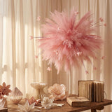 60 Sets Valentine Pink Hanging Decoration Pampas Grass Ceiling Decor Fireworks Design Diy Blush Artificial Pampas Grass For Diy Crafts Wedding Galentines Bedroom Home Bridal Shower(Pink)