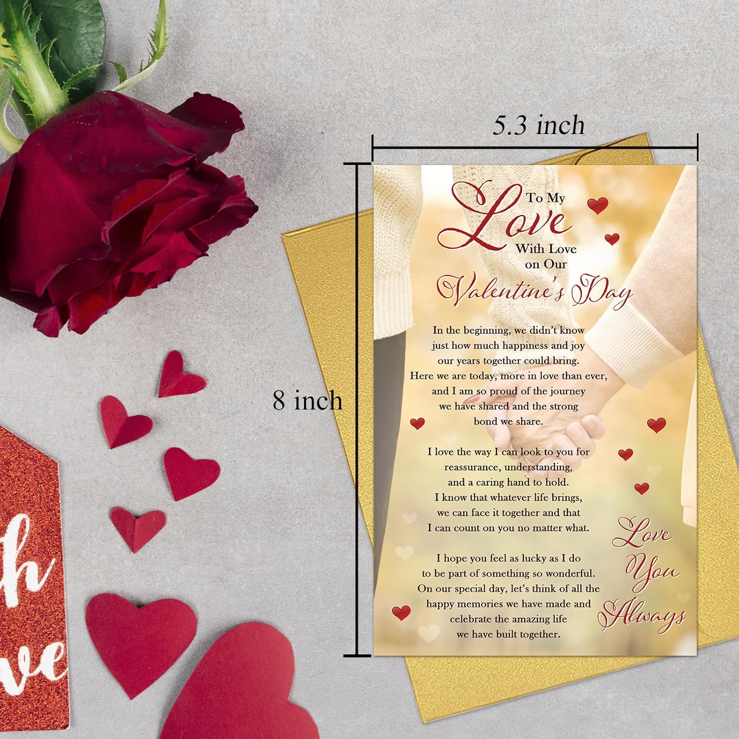 Sweet Valentines Day Card, Romantic Valentine'S Day Card For Him Her, Vday Cards For Husband Wife