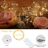 24Pack Fairy Lights,Battery Operated String Light,6.6Ft 20 Led Mason Jar Lights,Waterproof Silver Wire Firefly Light,Min
