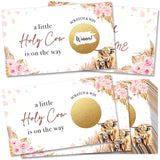 Highland Cow Baby Shower Scratch-Off Game Cards For Adults (50-Pack) - 'A Little Holy Cow Is On The Way' Themed Party Activity, Fun Group Game For Celebrations & Guest Entertainment-W4