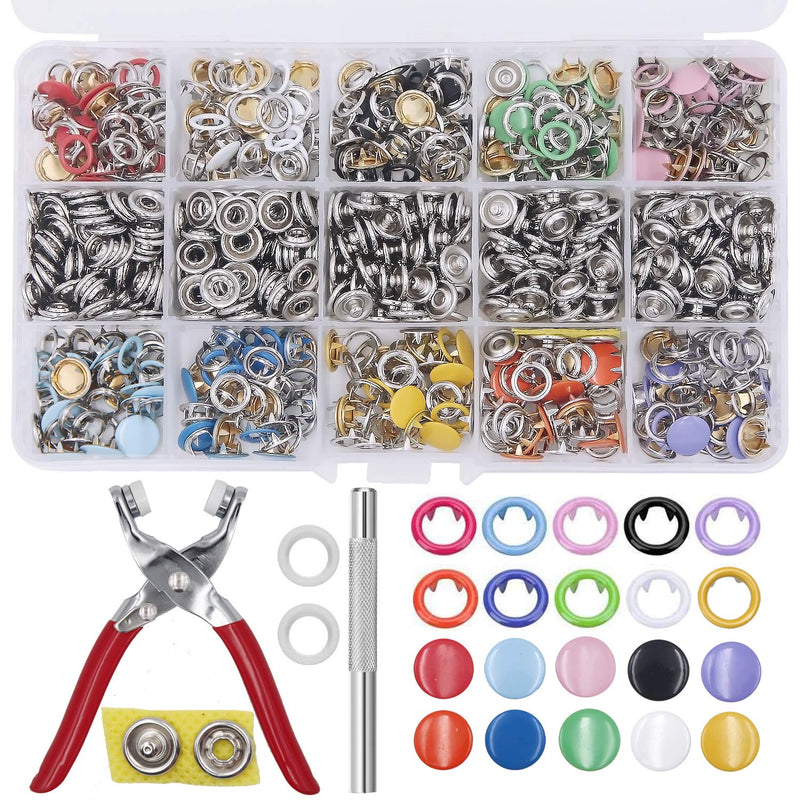 804Pcs Snap Fasteners Tool Kit Hollow And Solid Metal Prong Snaps Buttons With