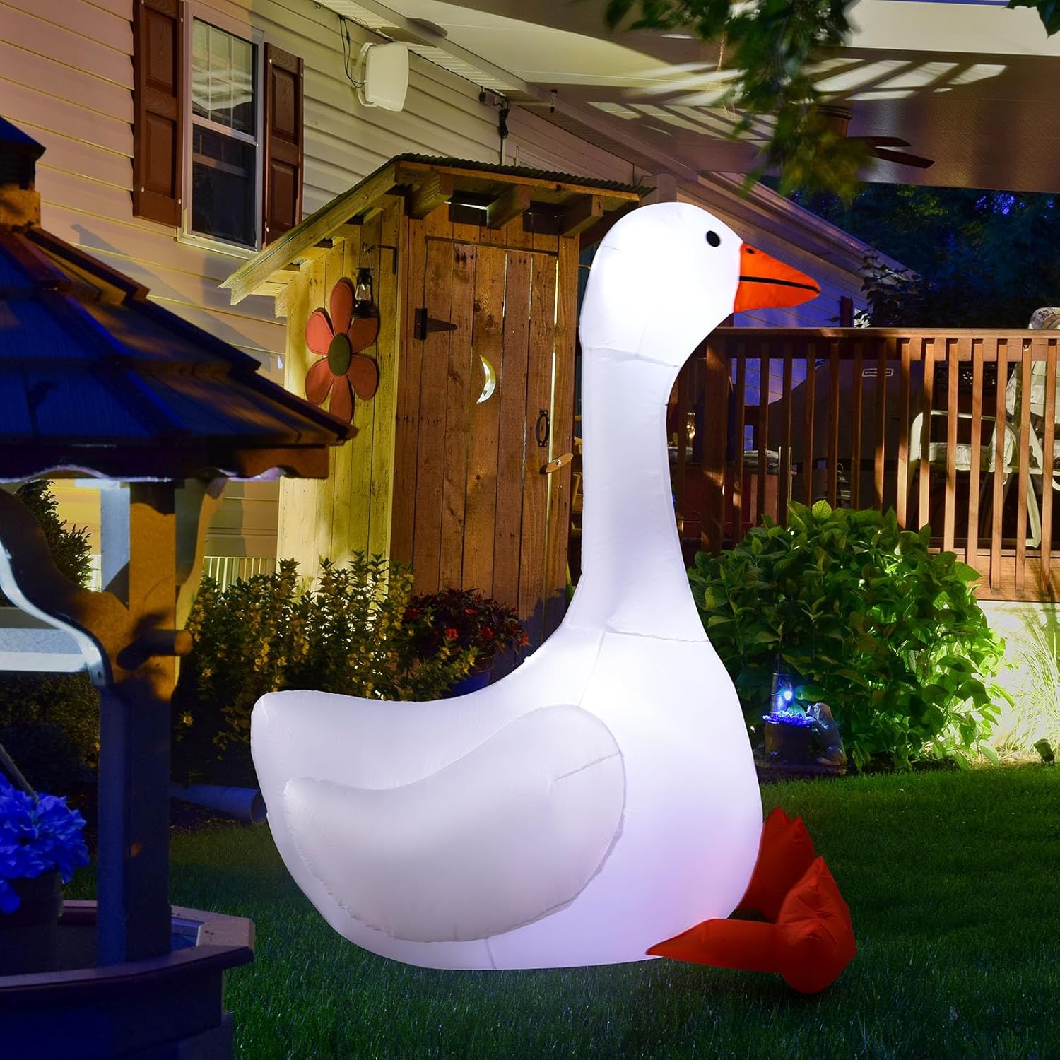 6 Ft Christmas Porch Goose Inflatable Outdoor Decoration Large Xmas Cute Silly Goose Blow Up Yard Decor With Built-In Le